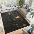 Astrology Rug: Black Space Theme, Non-Slip Area Rug