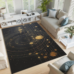 Astrology Rug: Black Space Theme, Non-Slip Area Rug