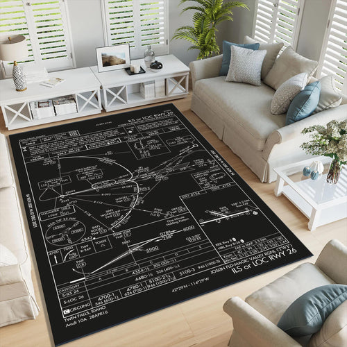 Science Rug: Aviation Chart, Modern Education Style, Math Rug