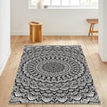 Mosaic Mandala Area Rug: Modern Boho Decor, Washable Non-Slip Rug