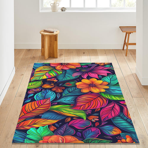 Abstract Floral Area Rug Exotic Multicolor Living Room Bedroom
