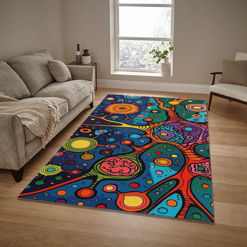 Abstract Area Rug: Colorful Exotic Boho Decor