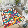 Abstract Floral Area Rug: Colorful Botanical Art, Modern Design