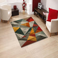 Abstract Geometric Area Rug: Colorful Triangle Design