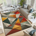 Abstract Geometric Area Rug: Colorful Triangle Design