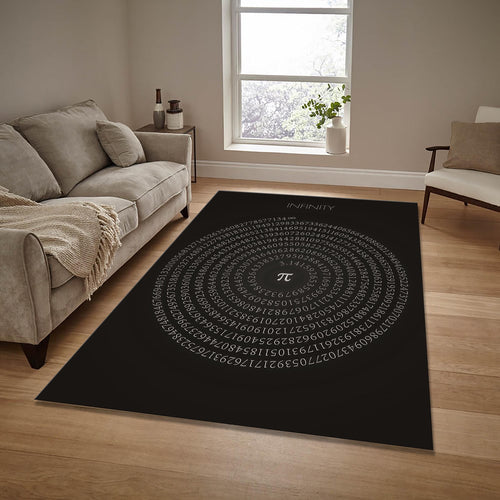 Pi Number Area Rug: Black and White Student Rug