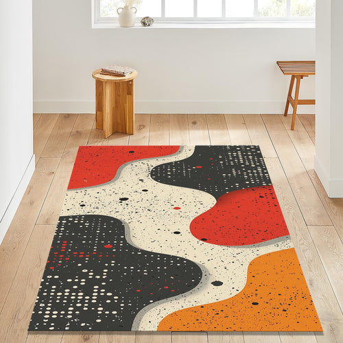 Abstract Floral Area Rug: Modern Art, Boho Living Room Decor