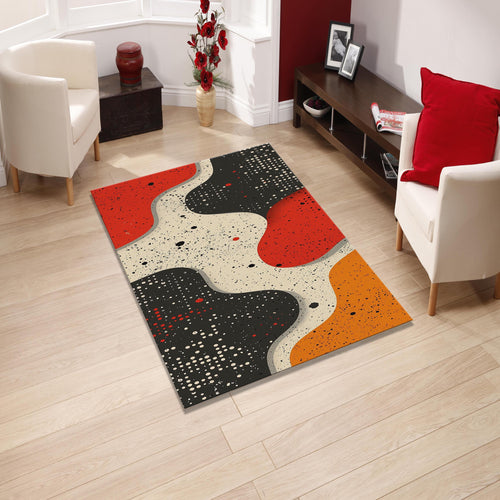 Abstract Floral Area Rug: Modern Art, Boho Living Room Decor