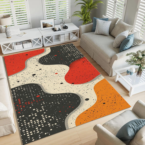 Abstract Floral Area Rug: Modern Art, Boho Living Room Decor