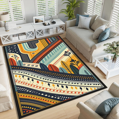 Abstract Floral Area Rug: Modern Art, Boho Living Room Decor