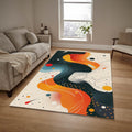 Abstract Floral Area Rug: Modern Art, Boho Living Room, Non Slip