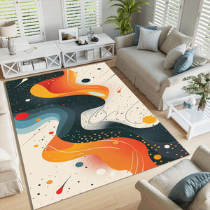 Abstract Floral Area Rug: Modern Art, Boho Living Room, Non Slip
