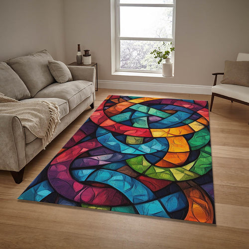 Abstract Colorful Area Rug: Non-Slip Modern Art Carpet