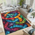 Abstract Colorful Area Rug: Non-Slip Modern Art Carpet