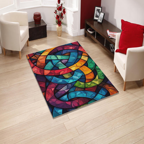Abstract Colorful Area Rug: Non-Slip Modern Art Carpet