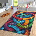 Abstract Colorful Area Rug: Non-Slip Modern Art Carpet