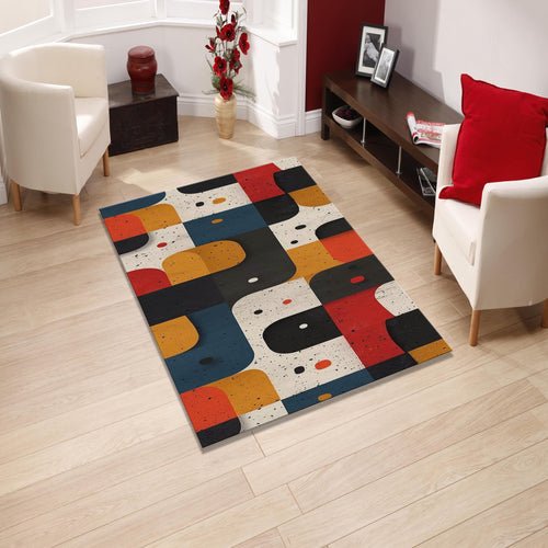 Colorful Geometric Area Rug Abstract Modern Living Room Bedroom