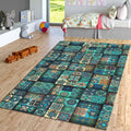 Boho Area Rug: Colorful Floral Botanical Design