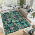 Boho Area Rug: Colorful Floral Botanical Design