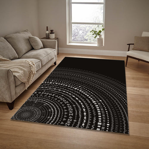 Boho Area Rug: Exotic Vibes, Abstract Design, Washable, Non-Slip