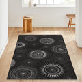 Boho Area Rug: Exotic Black and White Design, Washable, Non-Slip