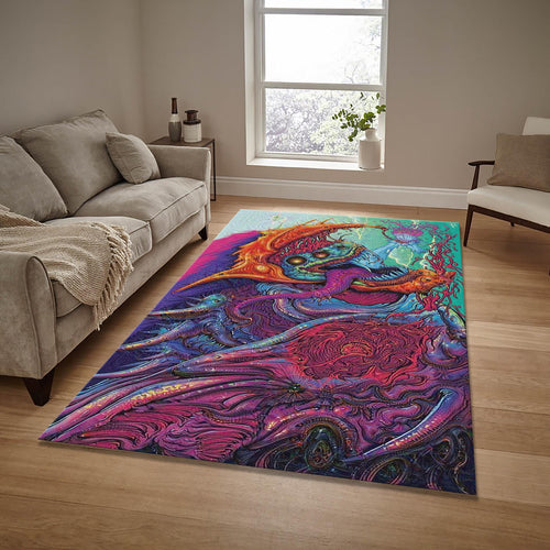 Abstract Art Area Rug: Colorful Non-Slip Boho Living Room Carpet
