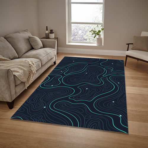 Abstract Lines Area Rug: Modern Art, Non-Slip Carpet