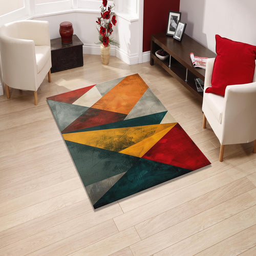 Geometric Shapes Area Rug: Abstract Art, Boho Living Room
