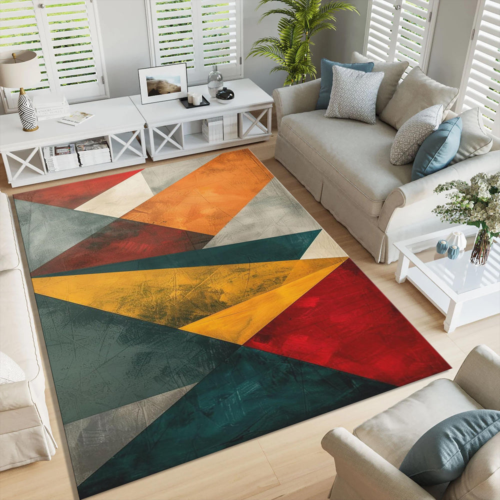 Geometric Shapes Area Rug: Abstract Art, Boho Living Room
