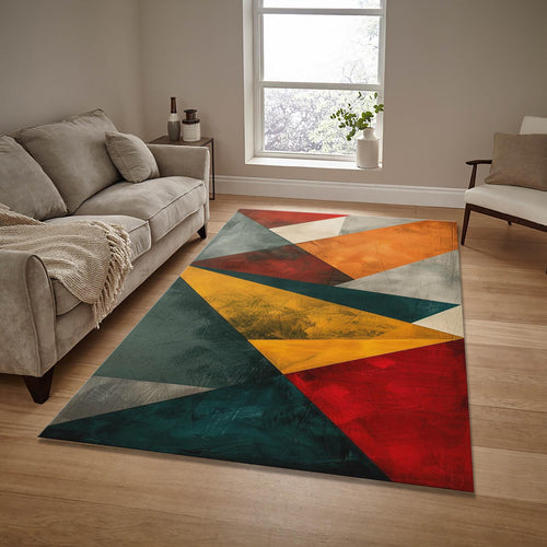 Geometric Shapes Area Rug: Abstract Art, Boho Living Room