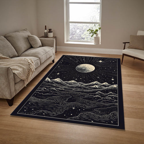 Moonscape Area Rug: Mystical Black Hole Design