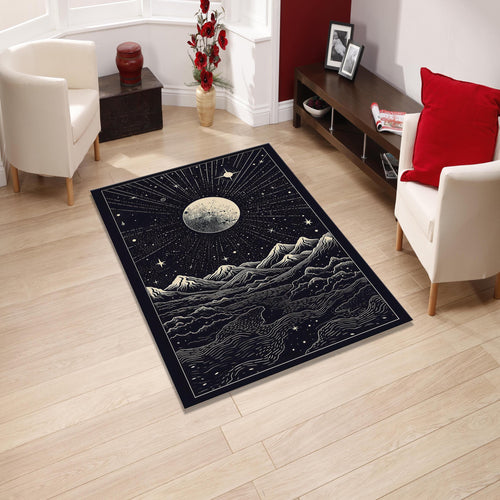 Moonscape Area Rug: Mystical Black Hole Design