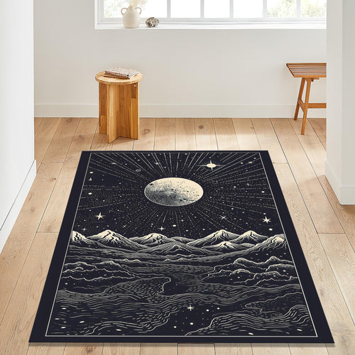 Moonscape Area Rug: Mystical Black Hole Design