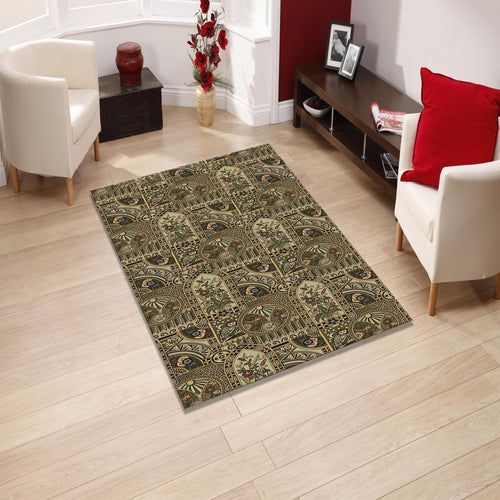 Oriental Area Rug: Boho Floral Design, Non-Slip Washable Rug