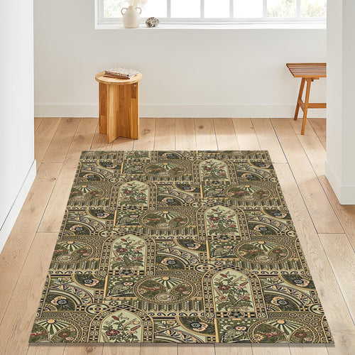 Oriental Area Rug: Boho Floral Design, Non-Slip Washable Rug