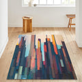 Abstract Art Area Rug: Geometric Lines, Boho Living Room Decor