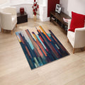 Abstract Art Area Rug: Geometric Lines, Boho Living Room Decor