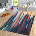 Abstract Art Area Rug: Geometric Lines, Boho Living Room Decor