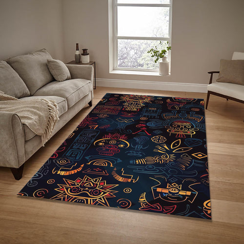 Boho Area Rug: Colorful Abstract Design