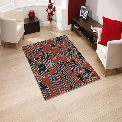 African Art Rug: Boho Living Room Decor