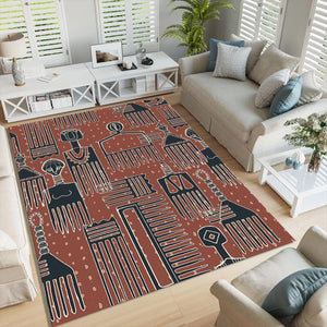 African Art Rug: Boho Living Room Decor