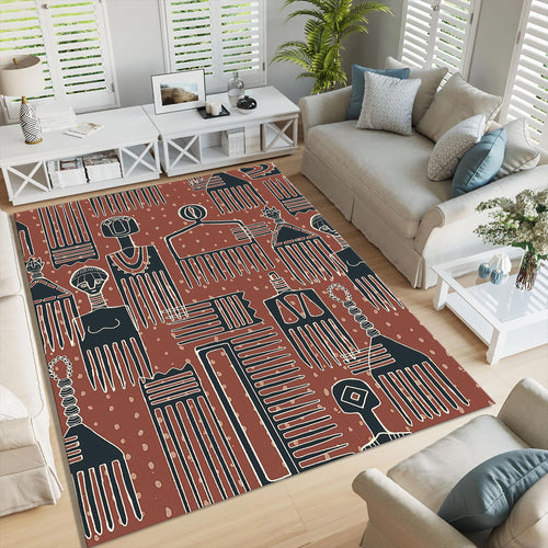 African Art Rug: Boho Living Room Decor