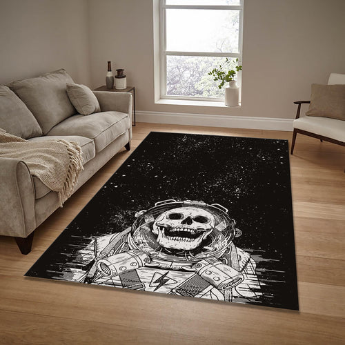 Astronaut Skull Rug: Gothic Home Decor, Non-Slip Floor Carpet