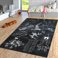 Space Rocket Blueprint Rug: Modern Science Theme Art Rug