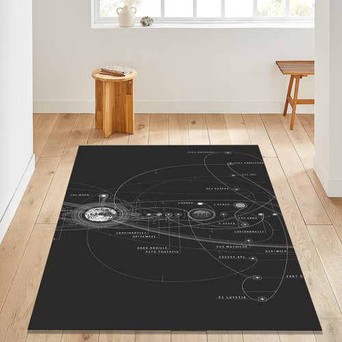 Saturn Decor Rug: Universe Area Rug, Non-Slip Washable Mat