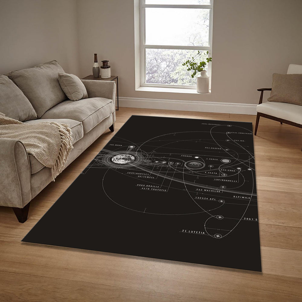 Saturn Decor Rug: Universe Area Rug, Non-Slip Washable Mat