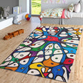 Abstract Colorful Area Rug: Exotic Modern Art, Washable Non-Slip