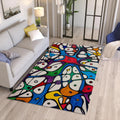 Abstract Colorful Area Rug: Exotic Modern Art, Washable Non-Slip