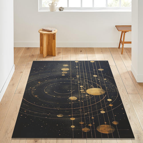 Astrology Rug: Black Space Theme, Non-Slip Area Rug