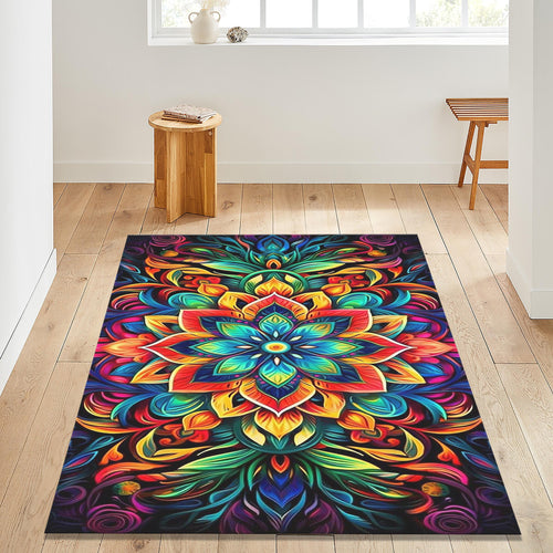 Mandala Boho Area Rug Exotic Colorful Living Room Bedroom Carpet